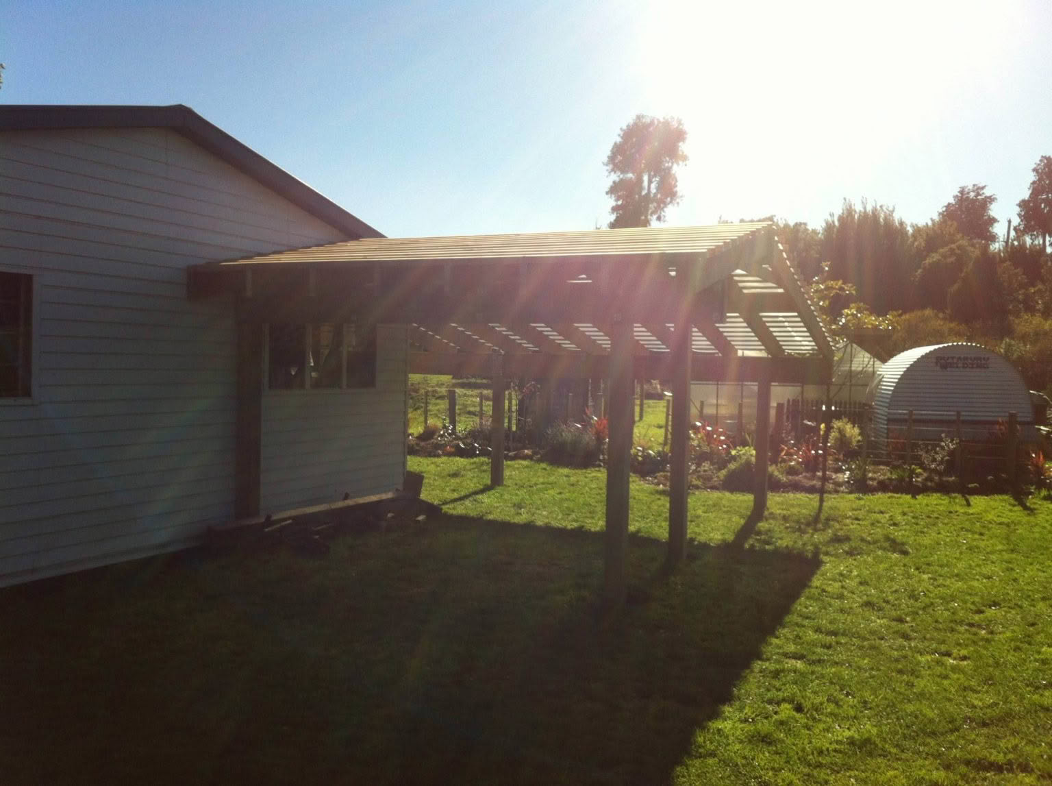 completed pitched gable pergola