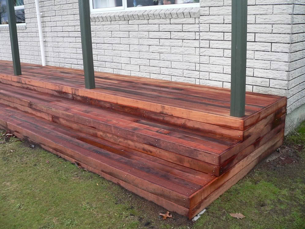 close up of decking steps