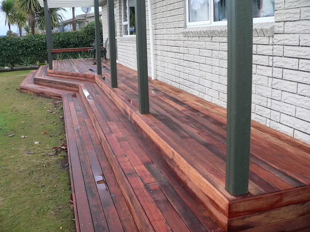 Ranginui Street steps on hardwood deck